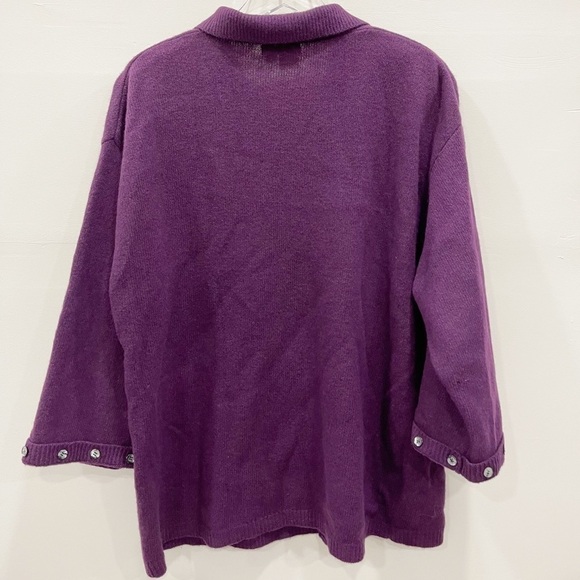 Pastille Vintage Knit Blazer Jacket Skirt Set Purple Lambswool Medium Button - Picture 2 of 11